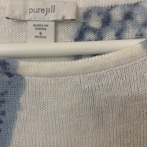 Pure Jill tie dye linen cotton blend top blue white petite small EUC - Picture 2 of 4